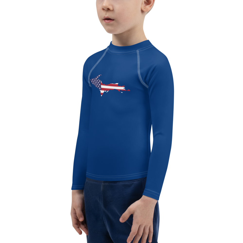 Michigan Upper Peninsula Rash Guard (w/ UP USA Flag) | Toddler - Dearborn Blue