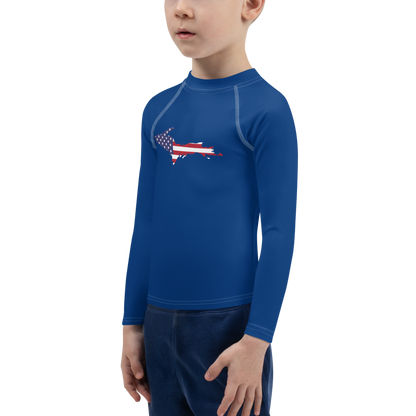 Michigan Upper Peninsula Rash Guard (w/ UP USA Flag) | Toddler - Dearborn Blue