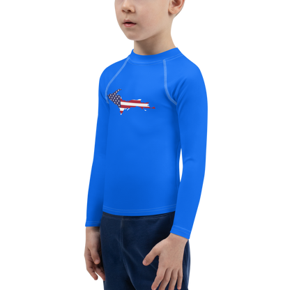 Michigan Upper Peninsula Rash Guard (w/ UP USA Flag) | Toddler - Motor Town Blue