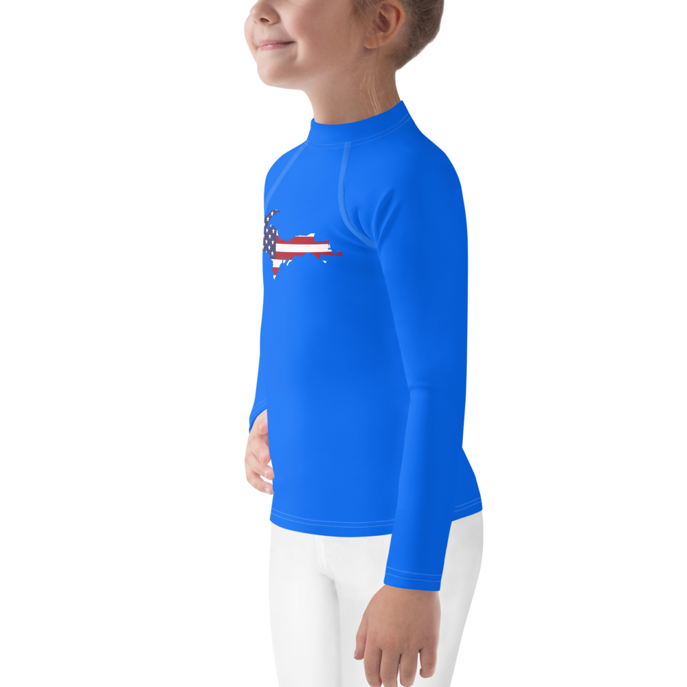 Michigan Upper Peninsula Rash Guard (w/ UP USA Flag) | Toddler - Motor Town Blue