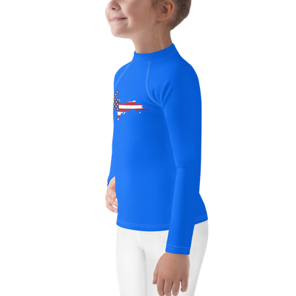 Michigan Upper Peninsula Rash Guard (w/ UP USA Flag) | Toddler - Motor Town Blue