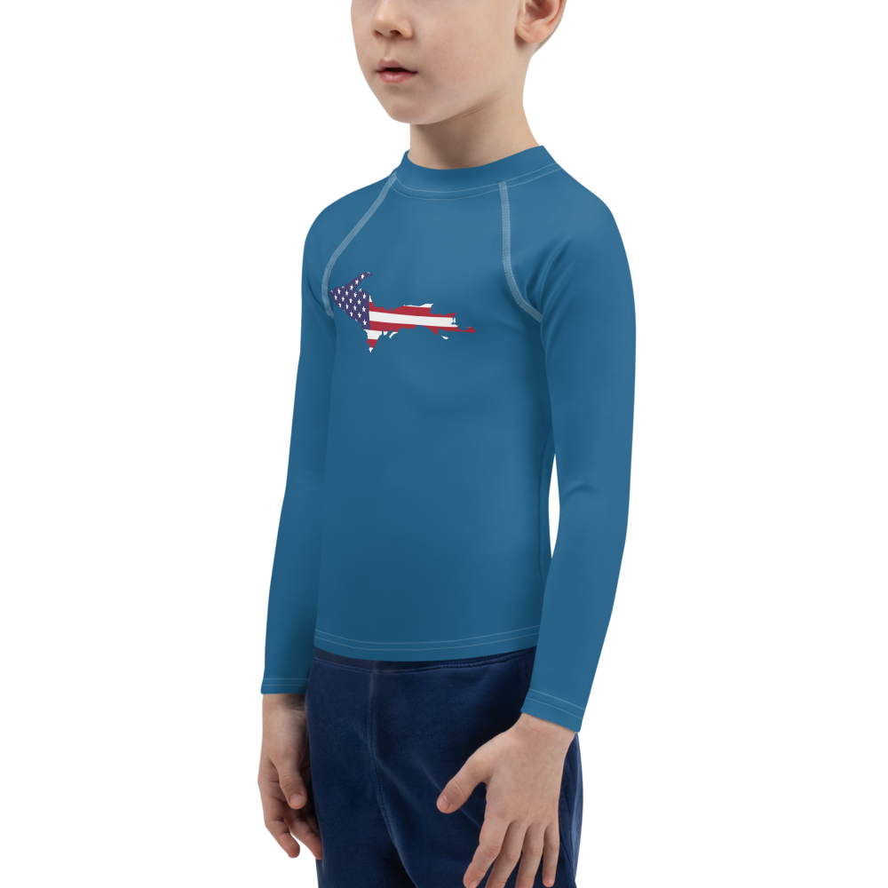 Michigan Upper Peninsula Rash Guard (w/ UP USA Flag) | Toddler - Blueberry