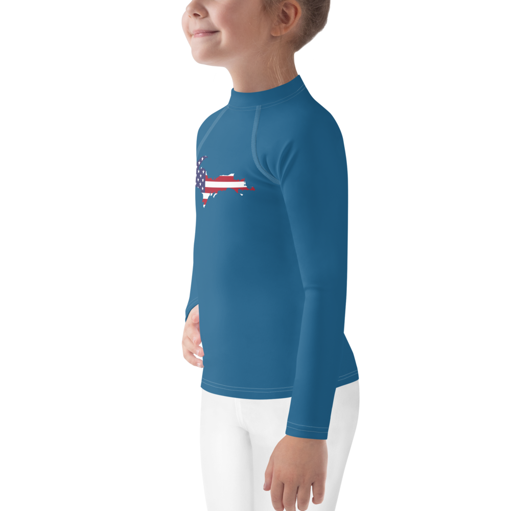 Michigan Upper Peninsula Rash Guard (w/ UP USA Flag) | Toddler - Blueberry