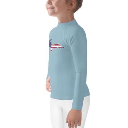 Michigan Upper Peninsula Rash Guard (w/ UP USA Flag) | Toddler - Opal Blue