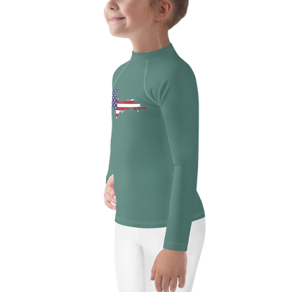 Michigan Upper Peninsula Rash Guard (w/ UP USA Flag) | Toddler - Copper Green