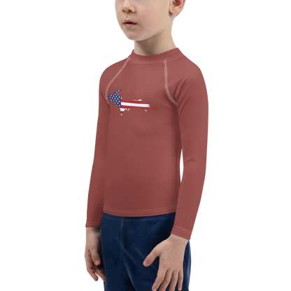 Michigan Upper Peninsula Rash Guard (w/ UP USA Flag) | Toddler - Ore Dock Red