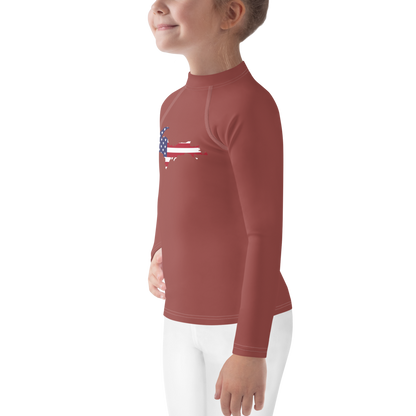 Michigan Upper Peninsula Rash Guard (w/ UP USA Flag) | Toddler - Ore Dock Red