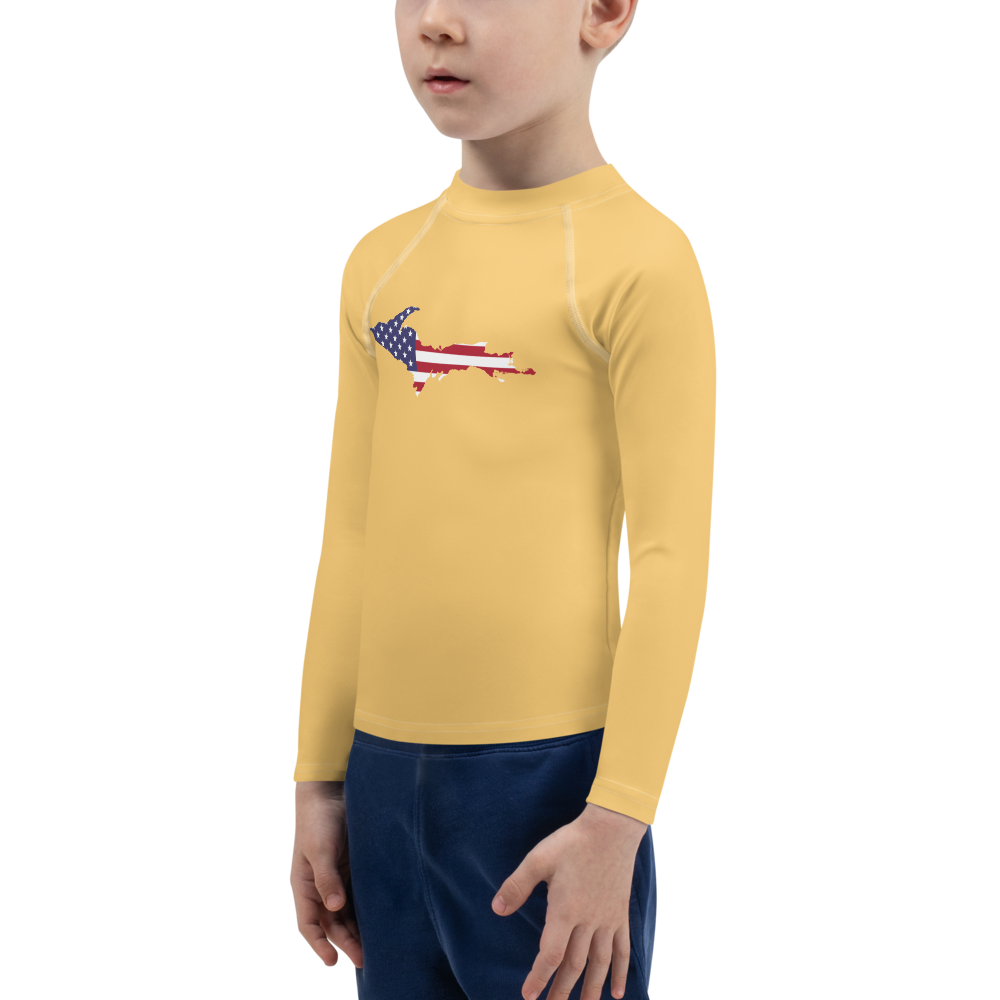 Michigan Upper Peninsula Rash Guard (w/ UP USA Flag) | Toddler - Citrine