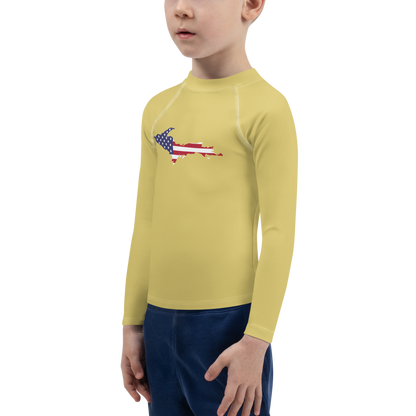 Michigan Upper Peninsula Rash Guard (w/ UP USA Flag) | Toddler - Plum Yellow