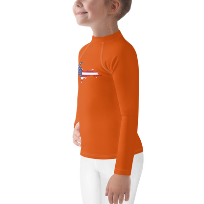 Michigan Upper Peninsula Rash Guard (w/ UP USA Flag) | Toddler - Maple Leaf Orange