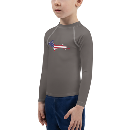 Michigan Upper Peninsula Rash Guard (w/ UP USA Flag) | Toddler - Warren Tank Grey