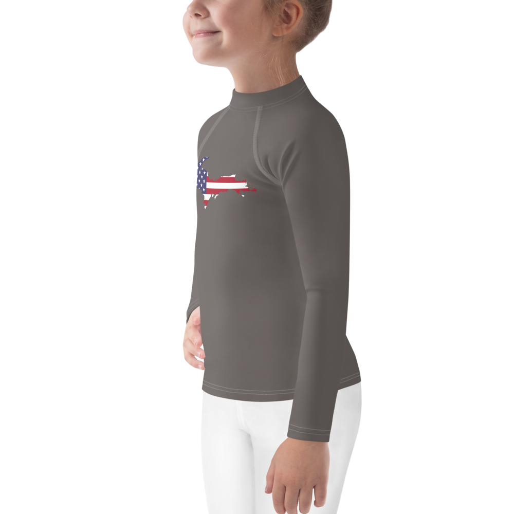 Michigan Upper Peninsula Rash Guard (w/ UP USA Flag) | Toddler - Warren Tank Grey