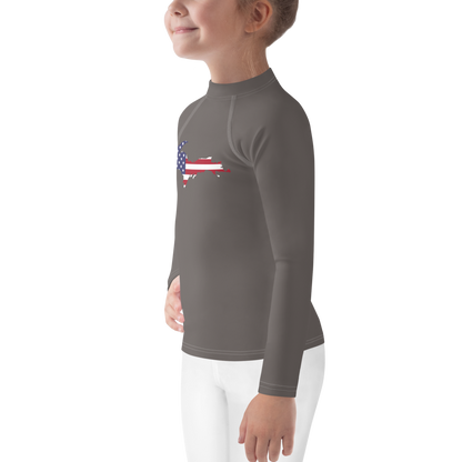 Michigan Upper Peninsula Rash Guard (w/ UP USA Flag) | Toddler - Warren Tank Grey