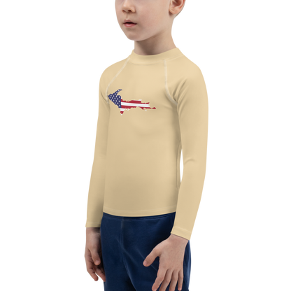 Michigan Upper Peninsula Rash Guard (w/ UP USA Flag) | Toddler - Maple Color