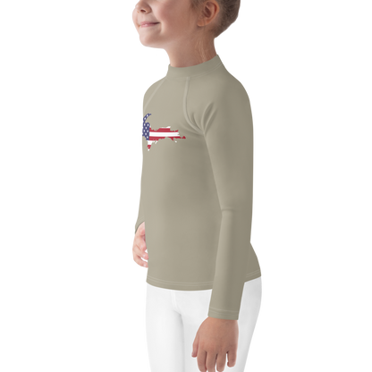 Michigan Upper Peninsula Rash Guard (w/ UP USA Flag) | Toddler - Petoskey Stone Beige