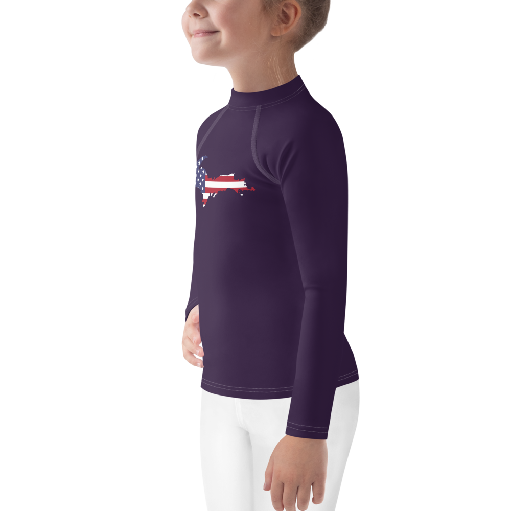 Michigan Upper Peninsula Rash Guard (w/ UP USA Flag) | Toddler - Blackcurrant