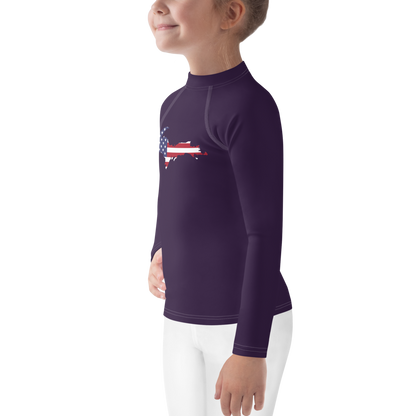 Michigan Upper Peninsula Rash Guard (w/ UP USA Flag) | Toddler - Blackcurrant