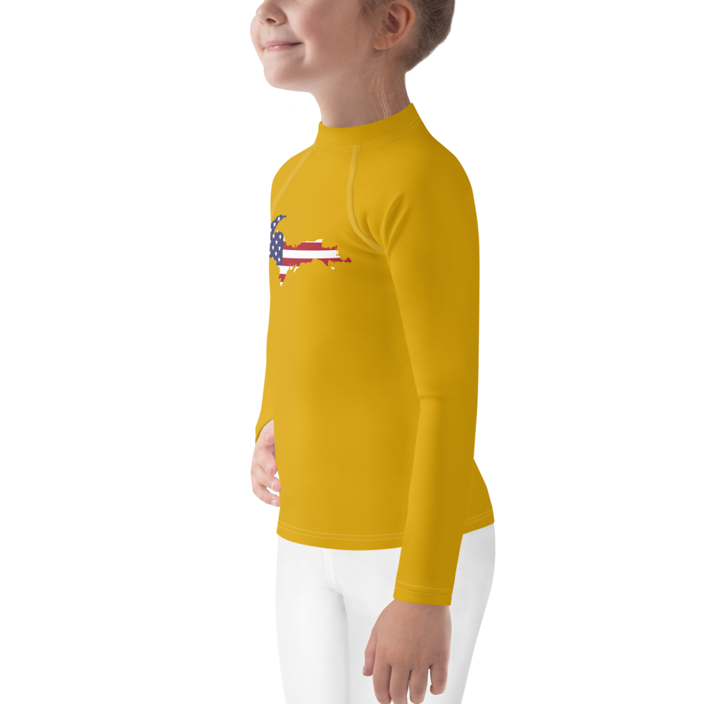 Michigan Upper Peninsula Rash Guard (w/ UP USA Flag) | Toddler - Gold