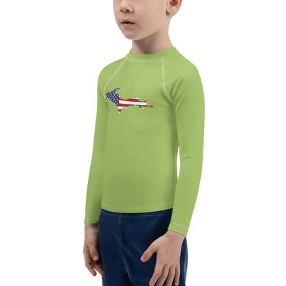 Michigan Upper Peninsula Rash Guard (w/ UP USA Flag) | Toddler - Gooseberry Green