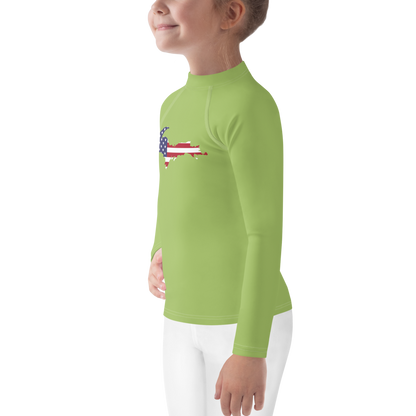 Michigan Upper Peninsula Rash Guard (w/ UP USA Flag) | Toddler - Gooseberry Green