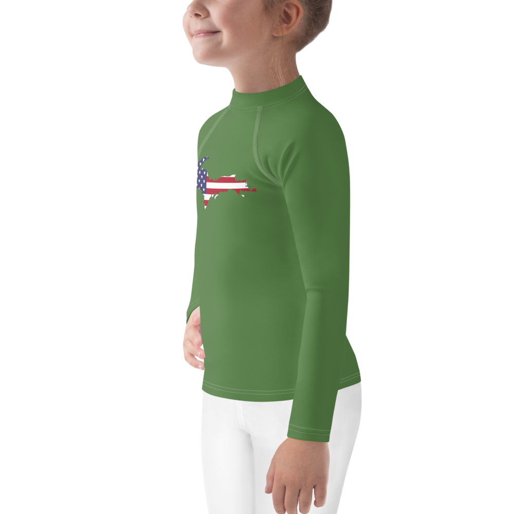 Michigan Upper Peninsula Rash Guard (w/ UP USA Flag) | Toddler - Pine Green