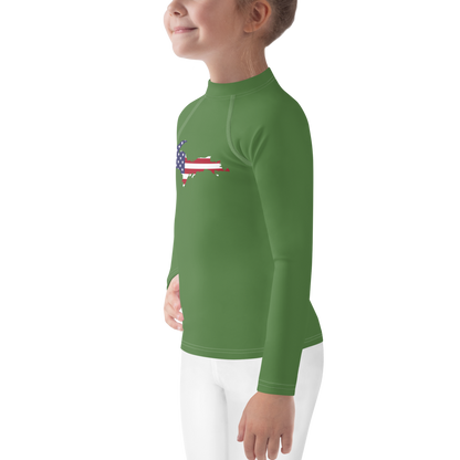 Michigan Upper Peninsula Rash Guard (w/ UP USA Flag) | Toddler - Pine Green