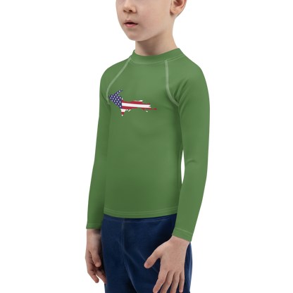 Michigan Upper Peninsula Rash Guard (w/ UP USA Flag) | Toddler - Pine Green