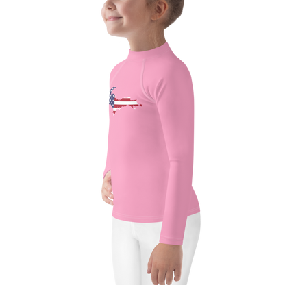 Michigan Upper Peninsula Rash Guard (w/ UP USA Flag) | Toddler - '67 Caddie Pink