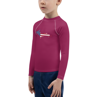 Michigan Upper Peninsula Rash Guard (w/ UP USA Flag) | Toddler - Ruby Red