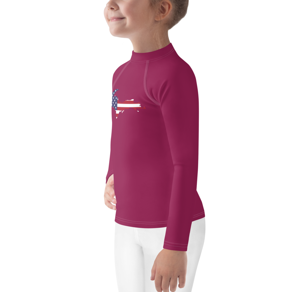 Michigan Upper Peninsula Rash Guard (w/ UP USA Flag) | Toddler - Ruby Red