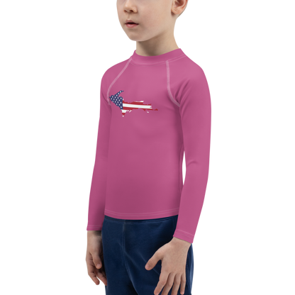 Michigan Upper Peninsula Rash Guard (w/ UP USA Flag) | Toddler - Apple Blossom Pïnk