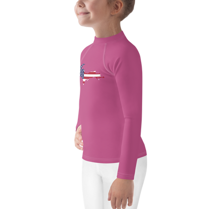 Michigan Upper Peninsula Rash Guard (w/ UP USA Flag) | Toddler - Apple Blossom Pïnk