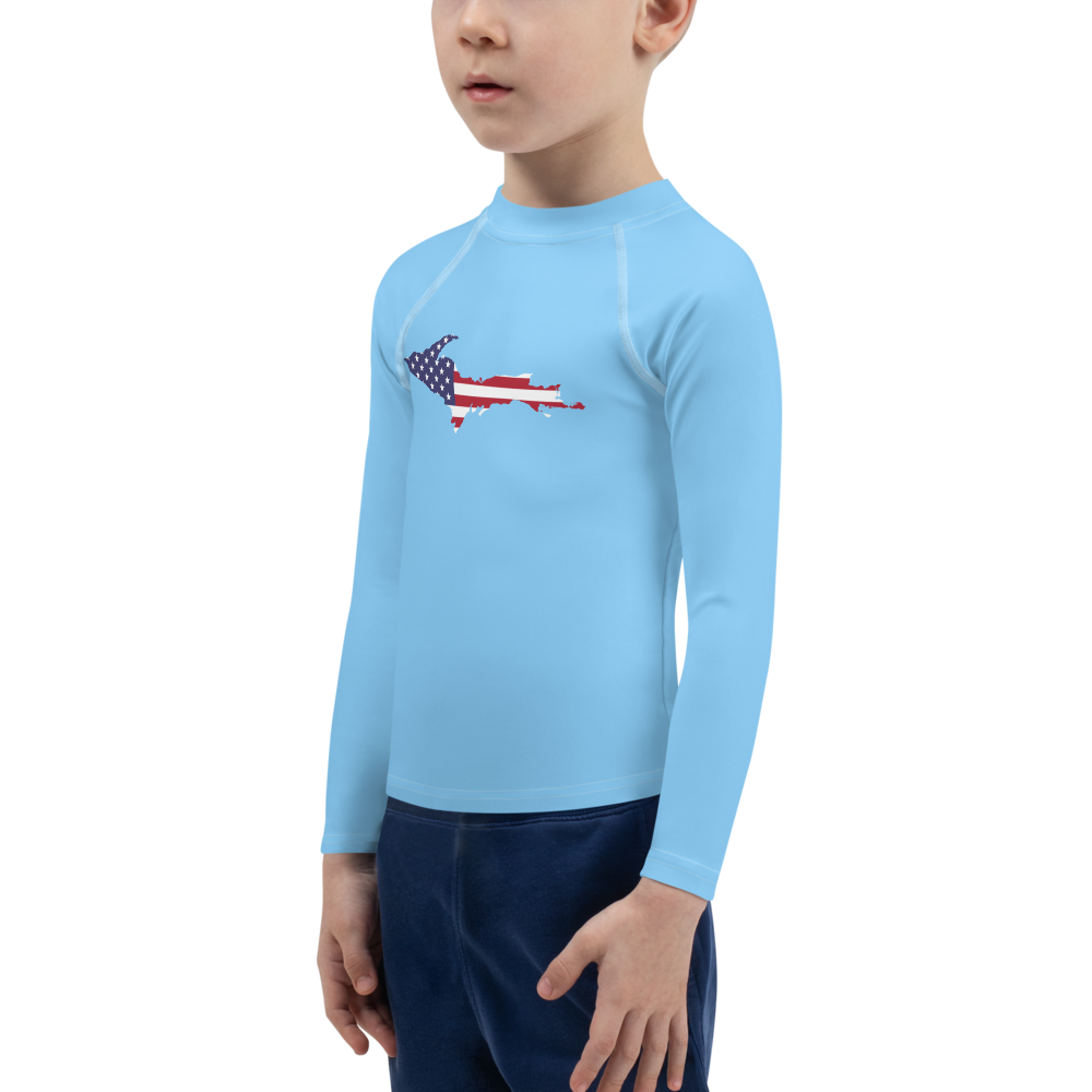 Michigan Upper Peninsula Rash Guard (w/ UP USA Flag) | Toddler - DTW Blue