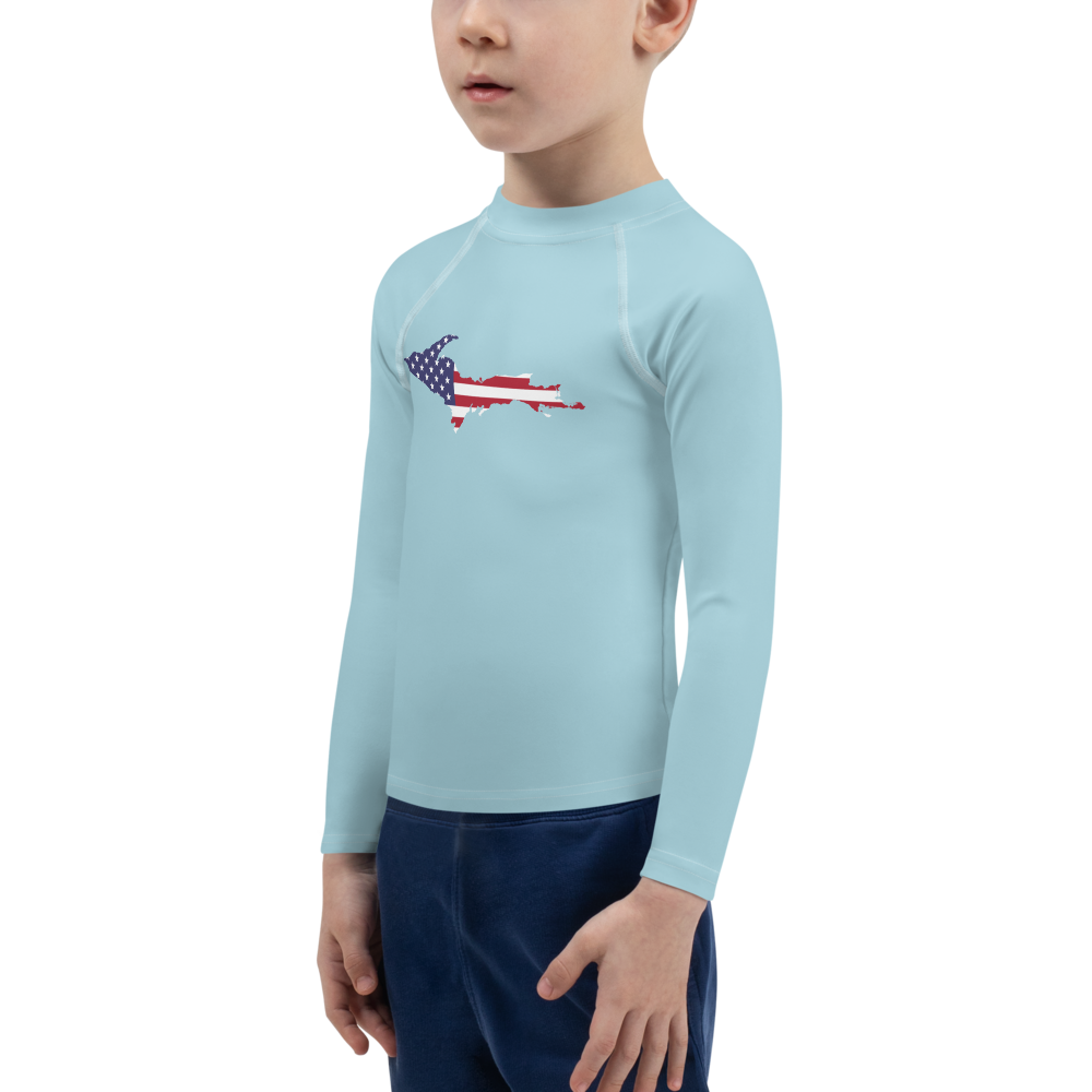 Michigan Upper Peninsula Rash Guard (w/ UP USA Flag) | Toddler - '58 Caddie Blue