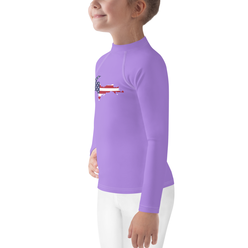 Michigan Upper Peninsula Rash Guard (w/ UP USA Flag) | Toddler - Lavender