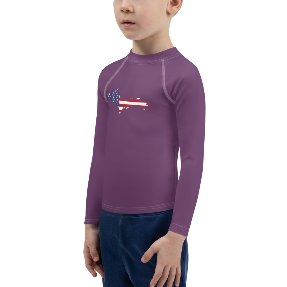 Michigan Upper Peninsula Rash Guard (w/ UP USA Flag) | Toddler - Plum