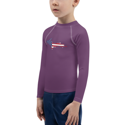 Michigan Upper Peninsula Rash Guard (w/ UP USA Flag) | Toddler - Plum