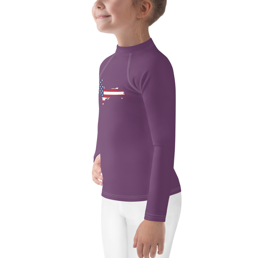 Michigan Upper Peninsula Rash Guard (w/ UP USA Flag) | Toddler - Plum