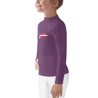 Michigan Upper Peninsula Rash Guard (w/ UP USA Flag) | Toddler - Plum