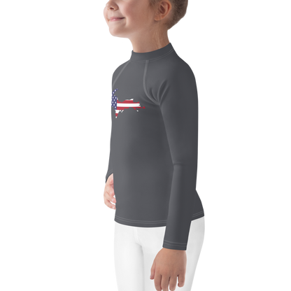 Michigan Upper Peninsula Rash Guard (w/ UP USA Flag) | Toddler - Iron Ore Grey