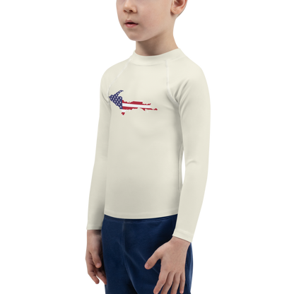 Michigan Upper Peninsula Rash Guard (w/ UP USA Flag) | Toddler - Ivory White