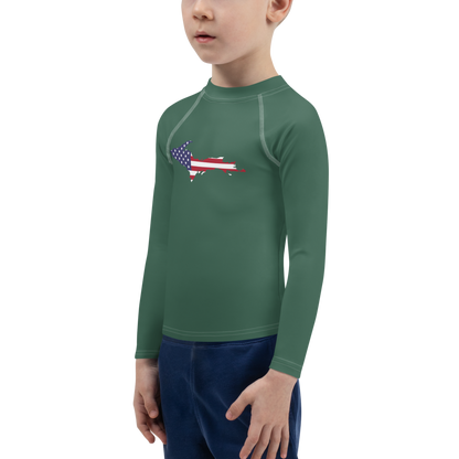 Michigan Upper Peninsula Rash Guard (w/ UP USA Flag) | Toddler - Ginger Ale Green