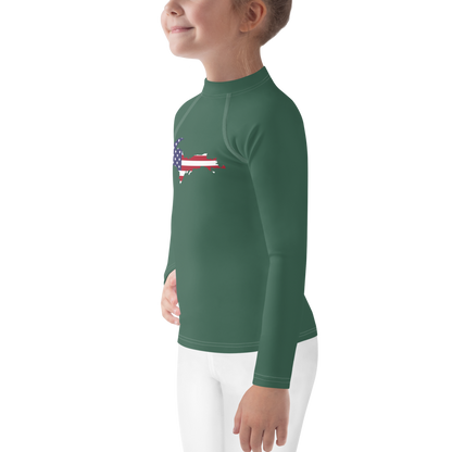 Michigan Upper Peninsula Rash Guard (w/ UP USA Flag) | Toddler - Ginger Ale Green