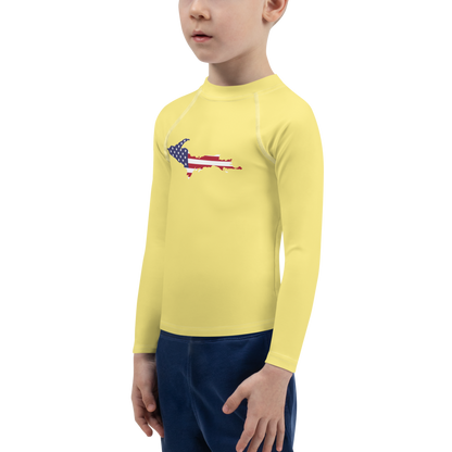 Michigan Upper Peninsula Rash Guard (w/ UP USA Flag) | Toddler - Cherry Yellow