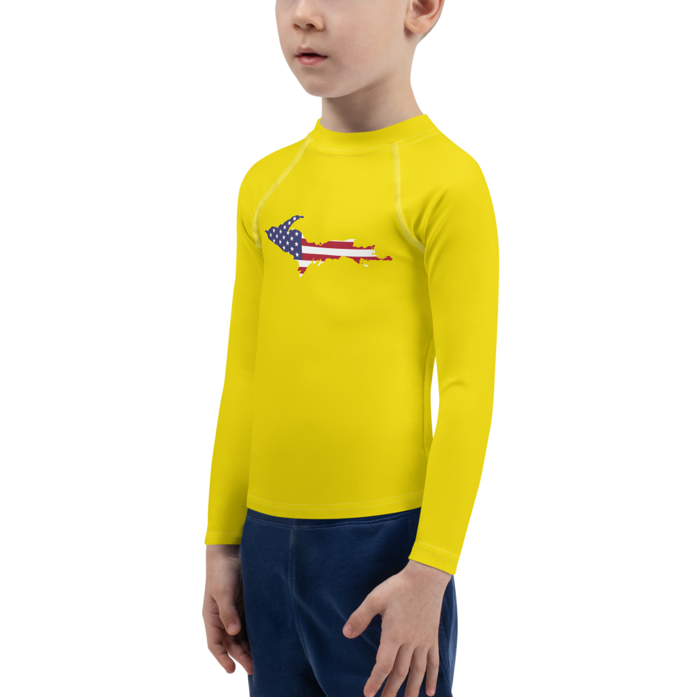 Michigan Upper Peninsula Rash Guard (w/ UP USA Flag) | Toddler - Gadsden Yellow