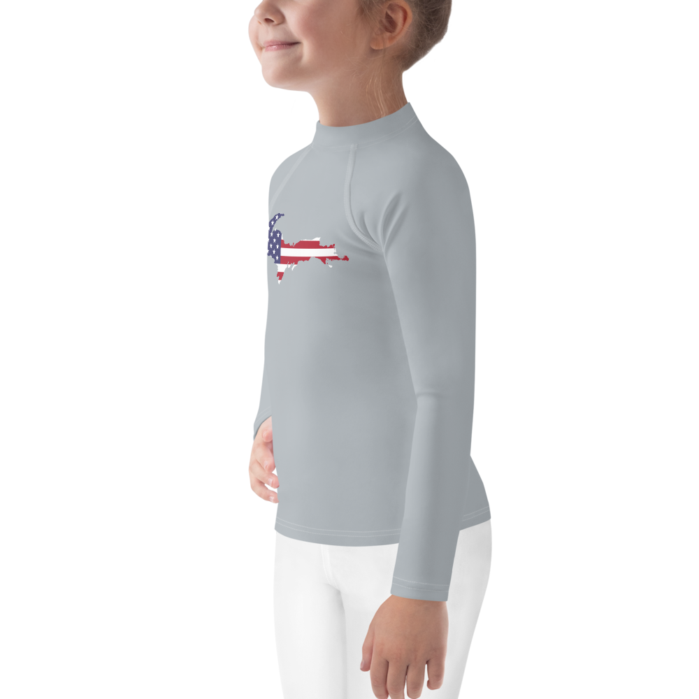 Michigan Upper Peninsula Rash Guard (w/ UP USA Flag) | Toddler - Silver