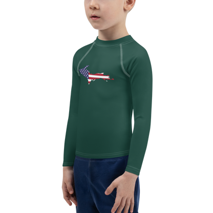 Michigan Upper Peninsula Rash Guard (w/ UP USA Flag) | Toddler - Laconic Green