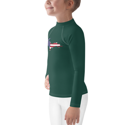 Michigan Upper Peninsula Rash Guard (w/ UP USA Flag) | Toddler - Laconic Green