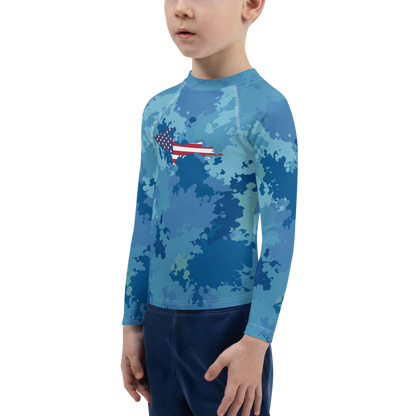 Michigan Upper Peninsula Rash Guard (w/ UP USA Flag) | Toddler - Great Lakes Camo