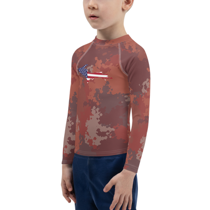 Michigan Upper Peninsula Rash Guard (w/ UP USA Flag) | Toddler - Ore Dock Camo